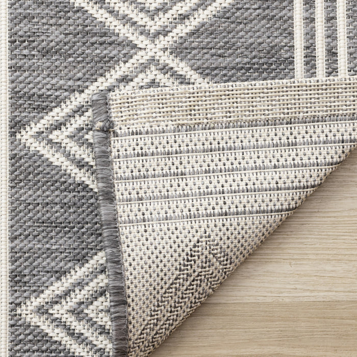 Tapis Jackson gris blanc a motifs en rangees, 5'3\" x 7'7\"