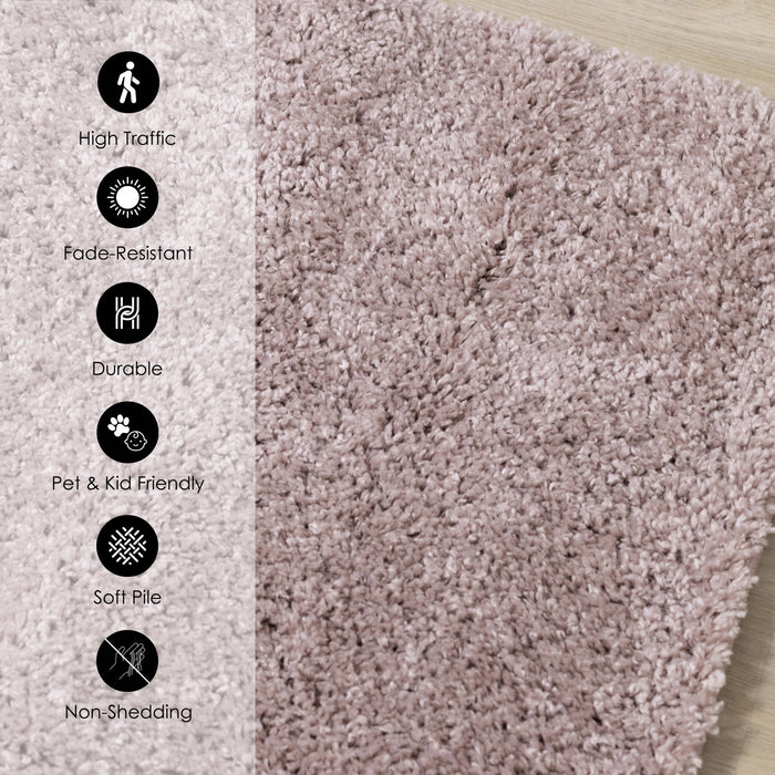 Tapis Taylor a poils longs confort rose, 6'7\" x 9'6\"