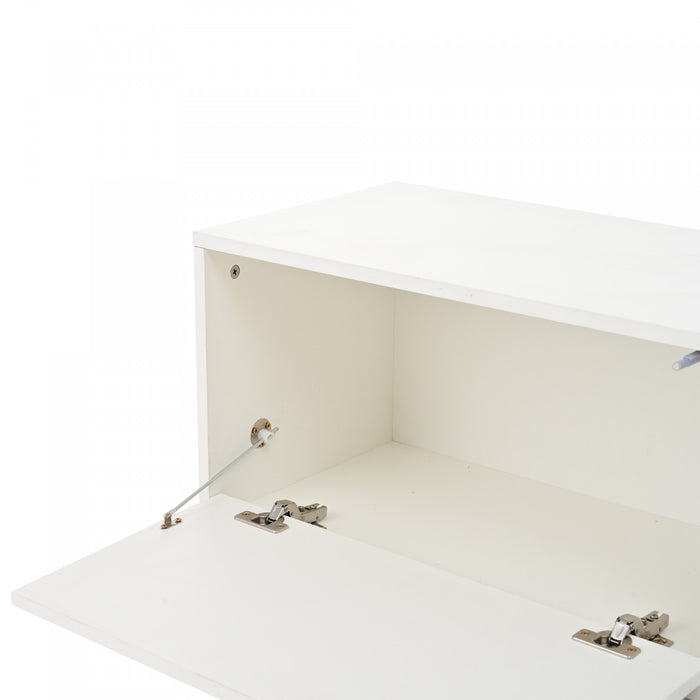 Zara Ensemble Meuble TV Mural 65 po avec Etageres d'Exposition, Blanc