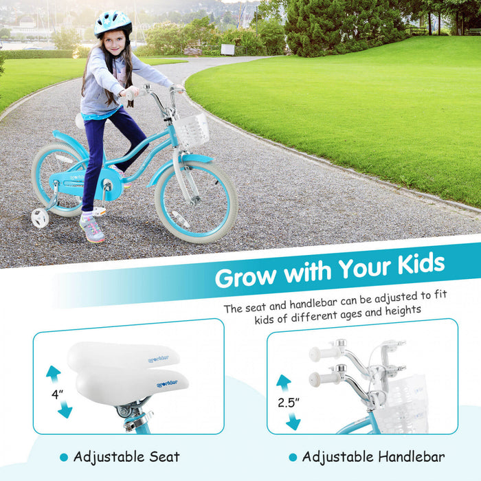 Prorider 18\" Enfants Velo Tout-petit Velo Avec Roue D'entrainement Pour 4-8 Ans Bleu