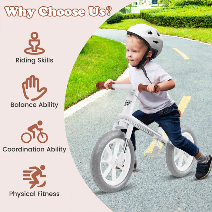 Honeyjoy 12\" Equilibre Velo 2 Roues Velo Pour Enfants Avec Siege Reglable Blanc