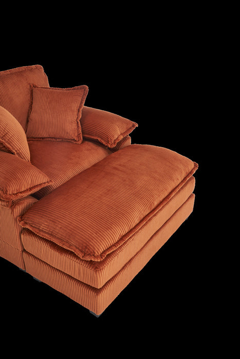 Liam Canape d'interieur moderne en velours cotele 46,9\" avec 2 coussins moelleux, Orange