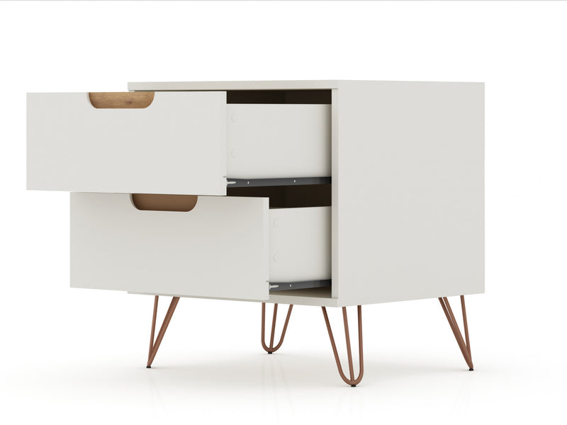 Ensemble de commode 2 pieces Rockefeller style mid-century moderne en blanc casse