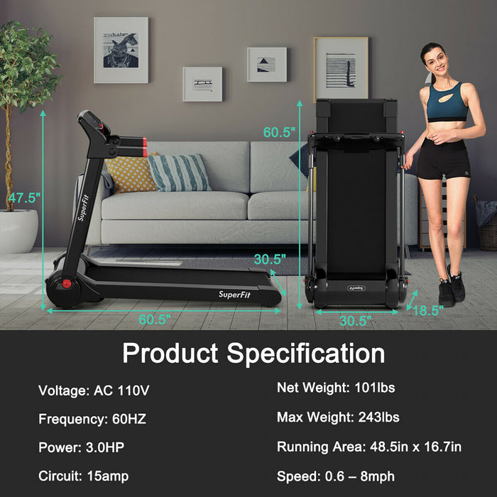 Tapis De Course Pliant 3cv Superfit – Avec Bluetooth