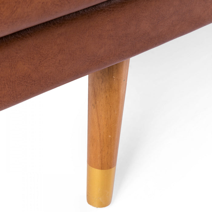 Canapé Aidan 3 Places En Cuir PU Capitonné Avec Coussins Roulés – Brun Clair