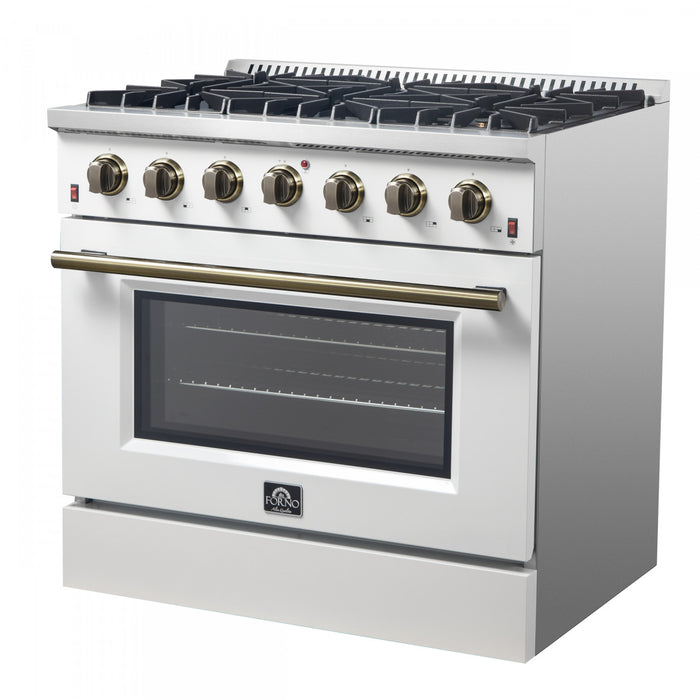 Cuisiniere a gaz Galiano de 36 po en blanc, 5,36 pi³ - FFSGS6244-36WHT