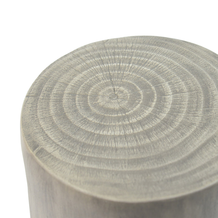 Table d'appoint rustique Elio 16,75 pouces en MGO creuse, style souche et design animalier interieur, gris