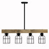 Abell 4 Light Rustic Wood Pendant, Onyx, 32"L Lamp | Abell Suspension rustique en bois a 4 lumieres, Onyx, 32 po L