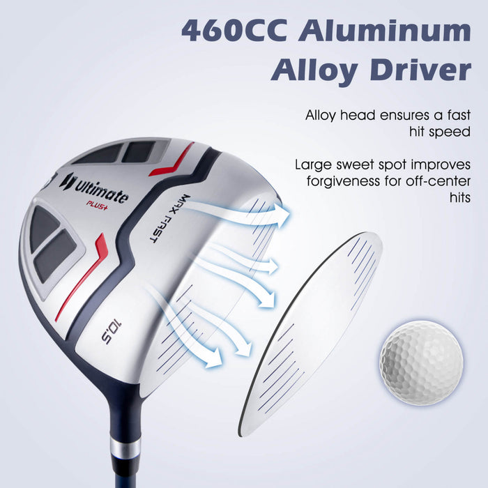 Ultimate Men's Complete Golf Club Set Golf Club Package Set Incl 460cc Avec Capuchon Bleu