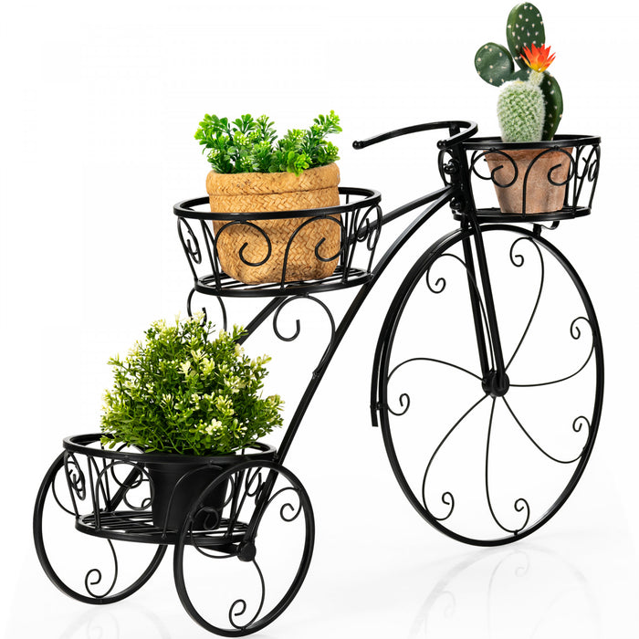 Support Pour Plantes Tricycle, Support Pour Plantes En Forme De Bicyclette Style Parisien Avec 3 Paniers, Support Pour Pot De Fleurs A 3 Niveaux Avec Roues Decoratives Pour L'interieur Et L'exterieur, Ideal Pour Jardiniers Amateurs, Cadeau De Pendaison De Cremaillere, Fete Des Meres