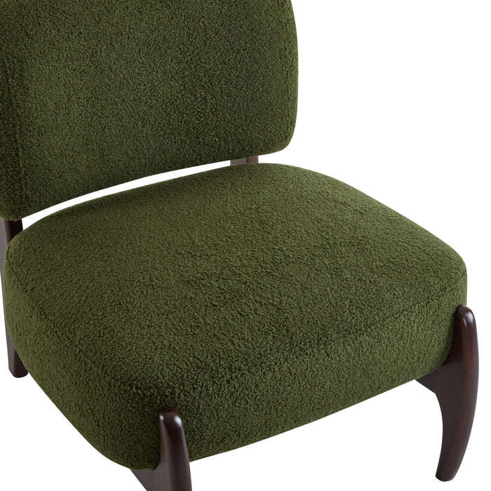Coco Fauteuil de Salon Moderne en Bouclette avec Cadre en Bois Massif, Vert