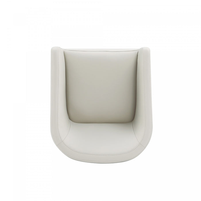 Fauteuil moderne Anna Round en cuir vegetalien gris pierre - Lot de 2
