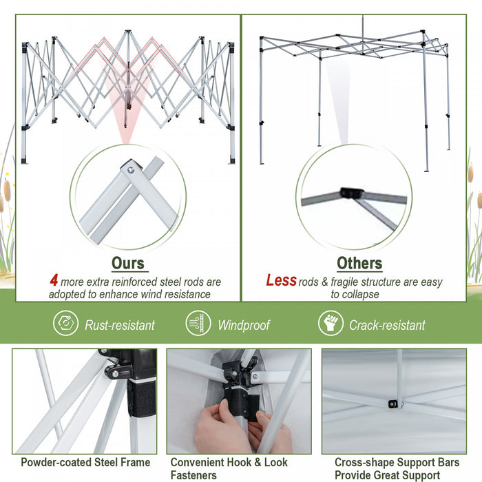 Costway 2-tier 10’ X 10’ Pop-up Canopy Tente Gazebo Instantane Reglable Porter Sac With Wheel
