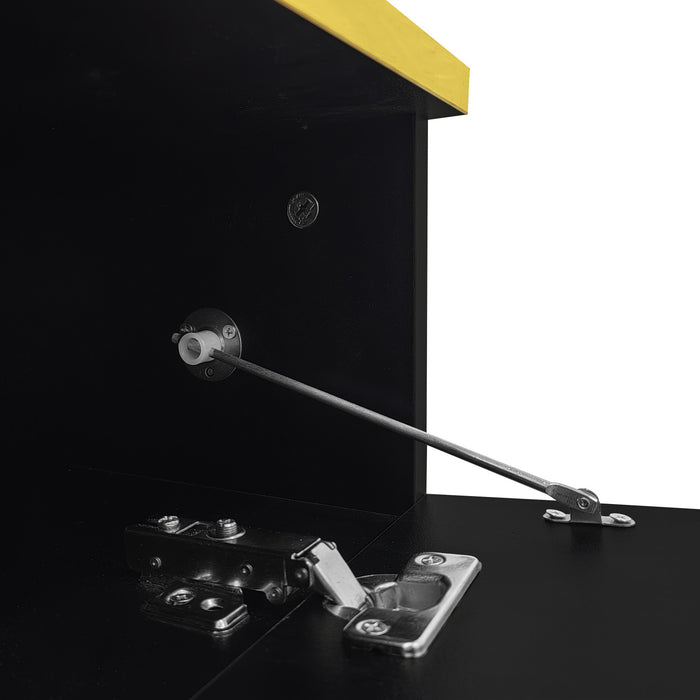 Ethan Table Basse Haute Brillance de 35,4\" avec Verre et Effet LED, Noir
