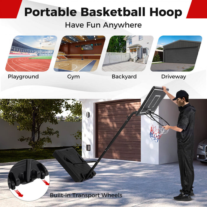 Costway 6.9-8.5 Ft Cercle De Basket-ball Exterieur Portable Avec Tableau Arriere Pc A L'epreuve