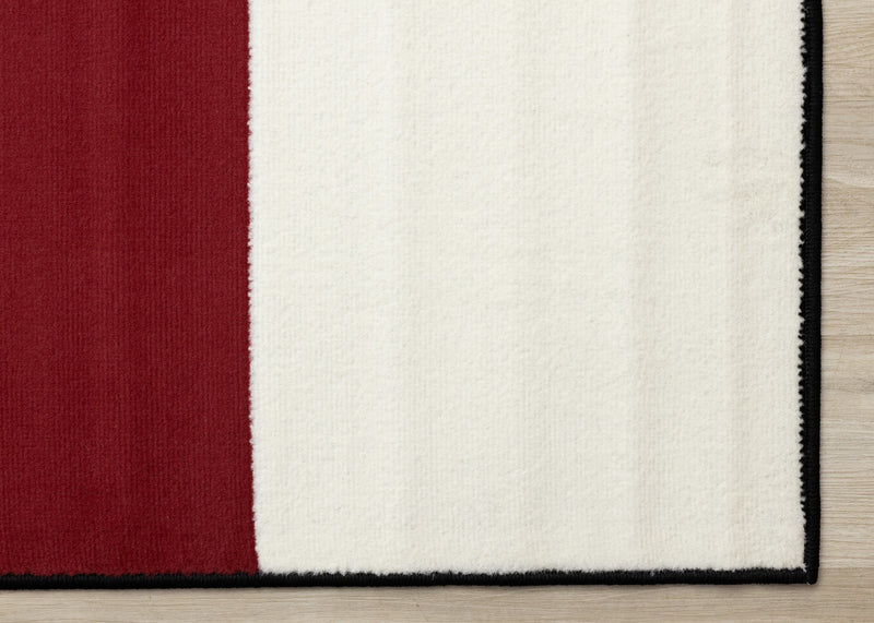 Carpette Forte rouge, noire et blanche à motif géométrique - 7 pi 9 po x 10 pi 6 po