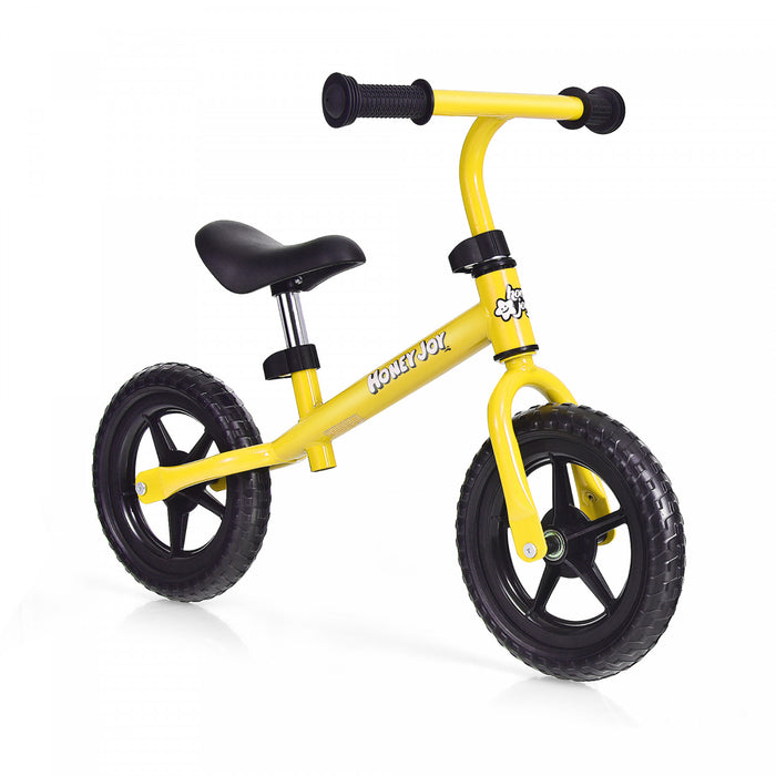 Honeyjoy Enfants Equilibre Velo Pas Pedale Velo D'entrainement W / Guidon Reglable Et Siege Jaune