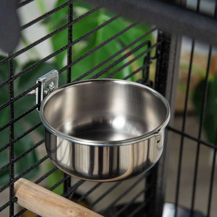 Pawhut Cage A Oiseaux De 61 Pouces Pour Pinsons, Perruches Avec Support, Plateau Coulissant, Dessus De Jeu, Etagere De Rangement, Perchoir En Bois, Recipient Alimentaire