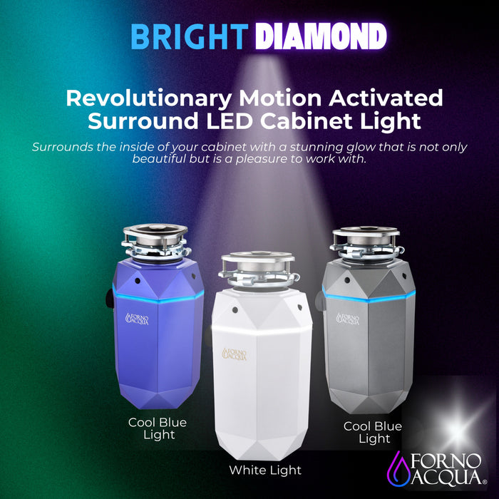 BrightDIAMOND 1HP Broyeur ultra-silencieux, DEL sous armoire, cordon/interrupteur, Amethyste-WDD100TA1AM