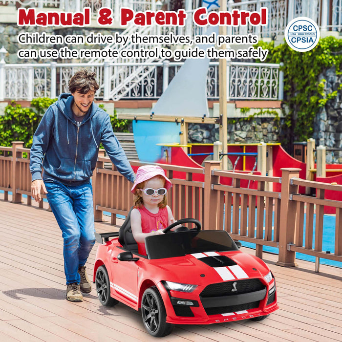 Costway 12v Sous Licence Ford Mustang Shelby Gt500 Enfants Rouler Sur La Voiture Avec Telecommande Rouge
