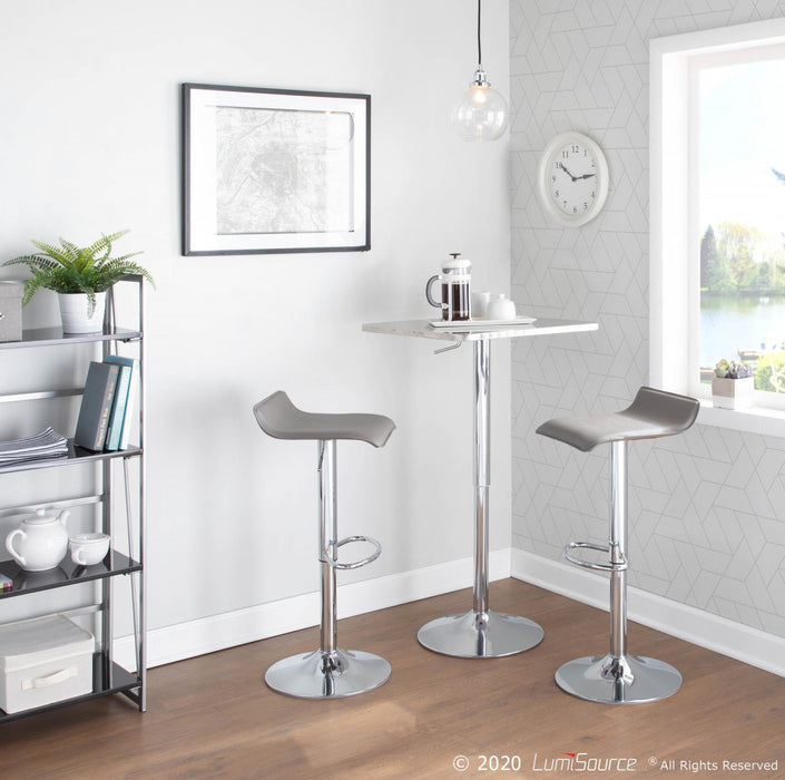 Tabouret pivotant contemporain Ale à hauteur réglable en tissu gris - ensemble de 2