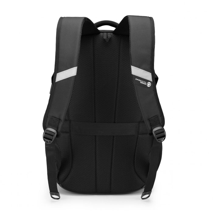 Sac a dos scolaire Swissdigital Meilen – Sac pour ordinateur portable de 17\", chargement USB, detecteur SDD, protection RFID, systeme Add-A-Bag, pret pour le voyage