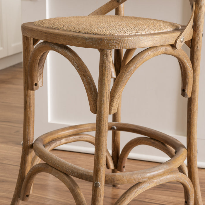 Tabouret Roxy de hauteur comptoir en bois massif - gris