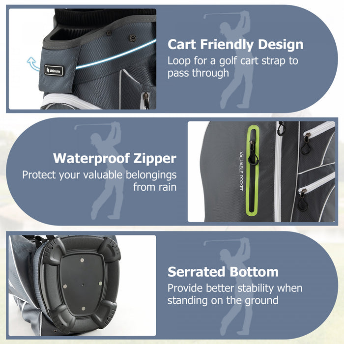 Sac De Chariot De Golf Leger Costway Avec 15 Voies Haut Diviseur Individuel Putter Bien Refroidisseur Sac Vert
