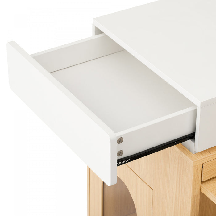 Table a manger extensible Logan avec plateau pliant et tiroirs de rangement, couleur naturelle