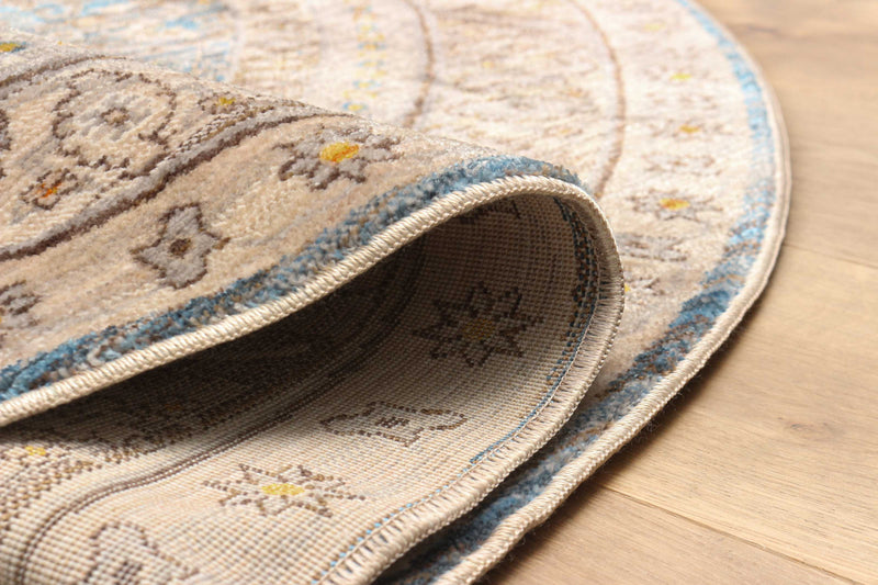 Tapis Traditionnel Gianna 5'0\" x 5'0\" en Bleu