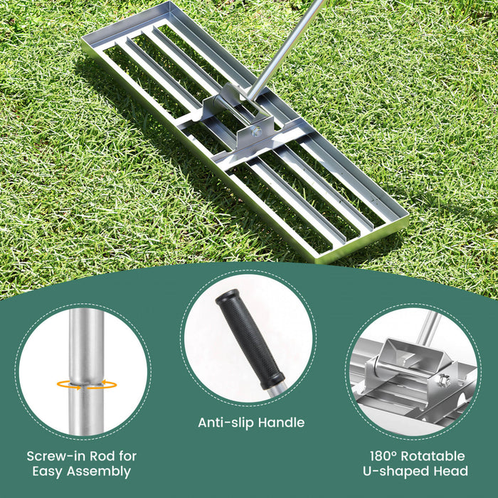 Costway Pelouse Nivelage Rake 36 \"x 10\" Outil De Pelouse De Niveau Pour Jardin Arriere-cour/pelouse Argent
