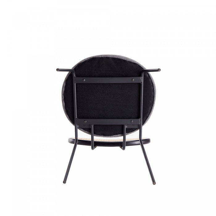 Chaise de salle a manger Jardin Industry Chic avec dossier en cannage et assise rembourree, noir et gris - Lot de 4