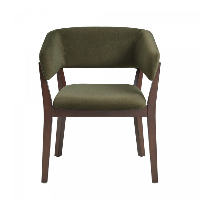 Fauteuil Blake moderne en bois avec effet mohair vert