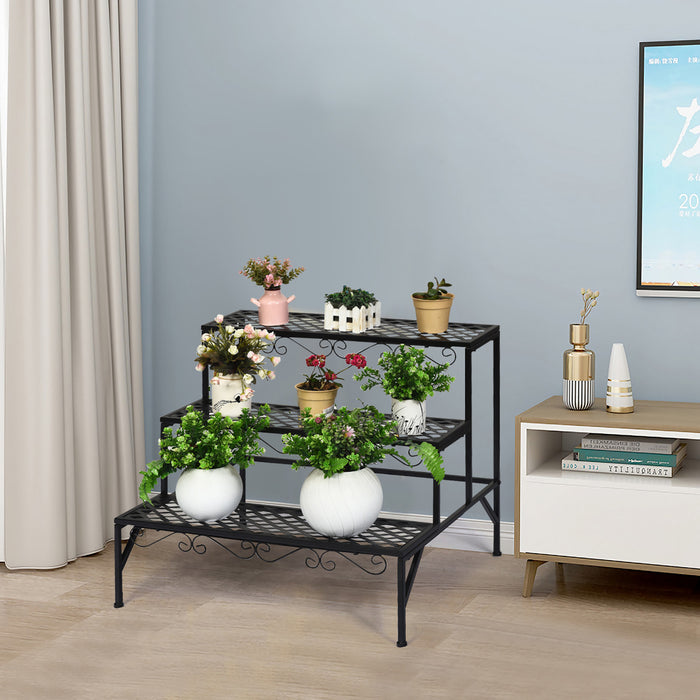 Presentoir Pour Plantes 3 Niveaux, Porte-plantes Sur Pieds, Porte-plantes Multifonctions Pour Interieur Et Exterieur, Pour Collections De Petites Plantes, Presentoir Pour Pots De Fleurs, Pour Veranda, Jardin Et Balcon
