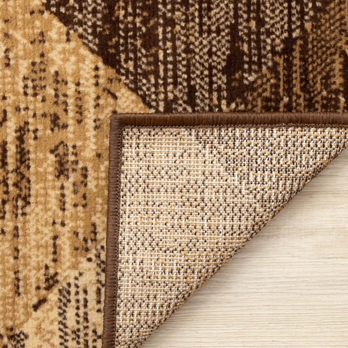 Tapis Florence a motif de losanges vieillis brun beige, 5'3\" x 7'5\"