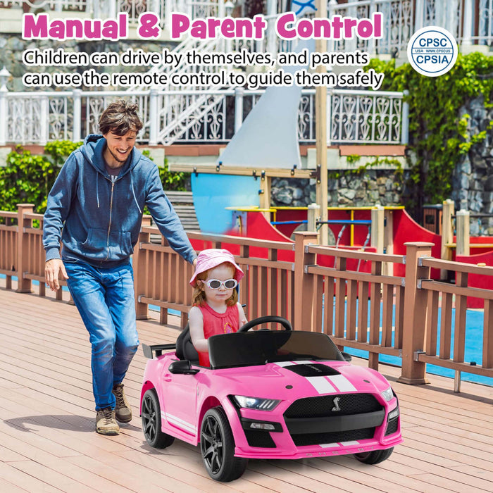 Costway 12v Sous Licence Ford Mustang Shelby Gt500 Enfants Rouler Sur Voiture Avec Telecommande Rose