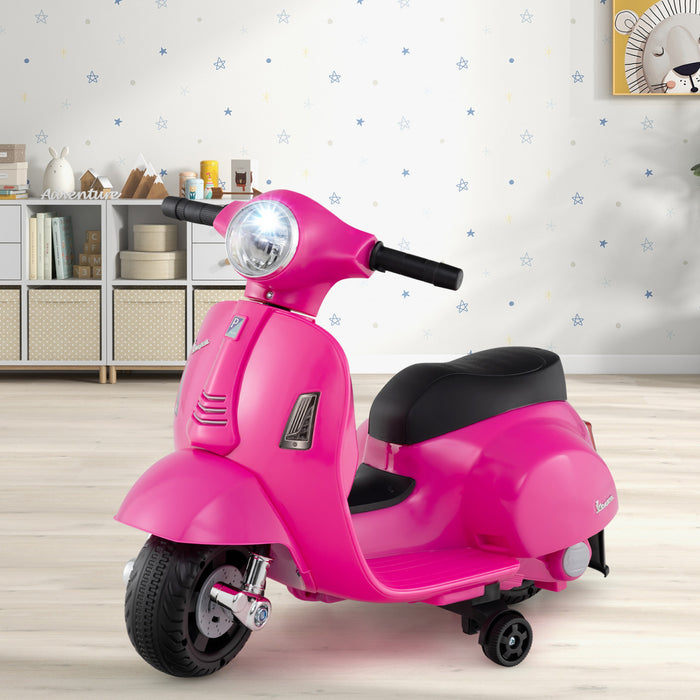 Costway Enfants Rouler Sur Moto Avec Roues D'entrainement Phare Corne 6v Batterie Rose