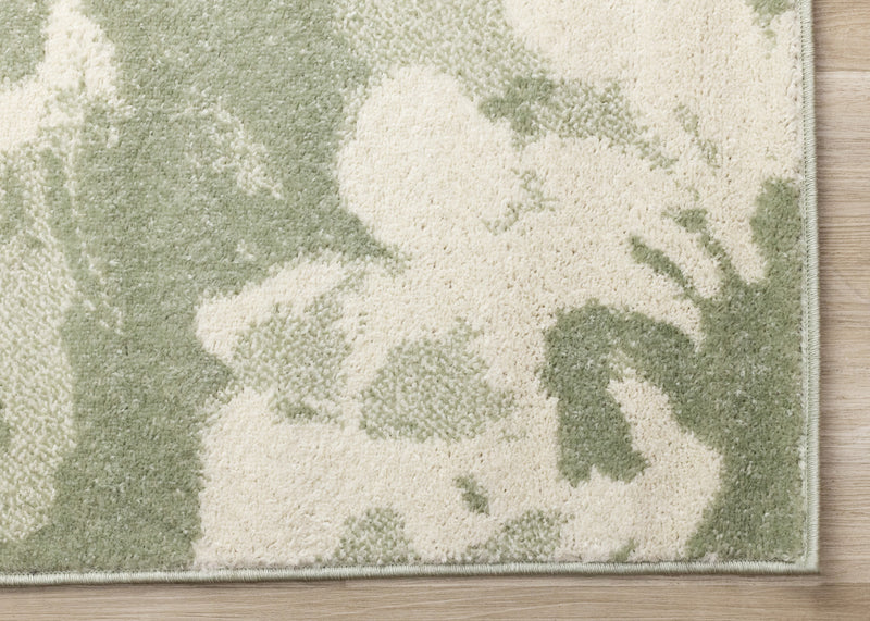 Carpette Ellis verte et crème à motif floral - 7 pi 10 po x 10 pi 6 po