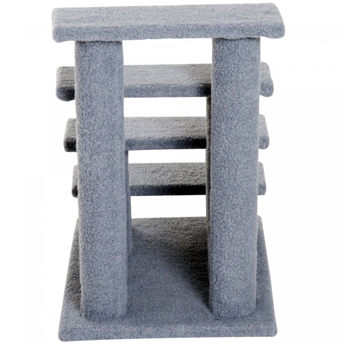 Pawhut 24'' Arbre A Chat Escalier Pour Animaux Chats Avec Griffoirs 4 Marches Panneaux De Particules Peluche Courte Gris