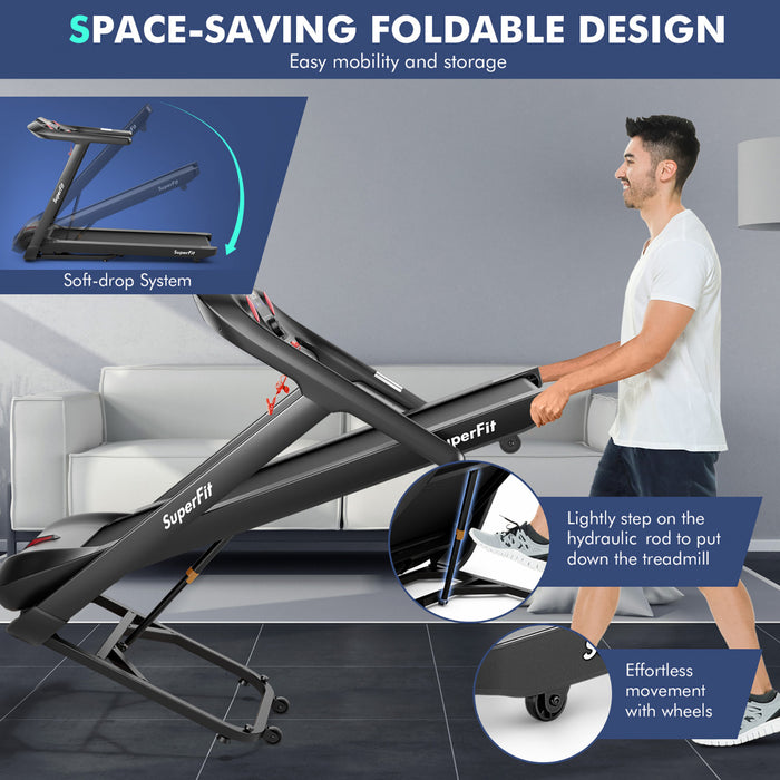 Tapis De Course Pliable Superfit 4,81 Cv Avec Programmes Predefinis Ecran Tactile Voix/application/telecommande