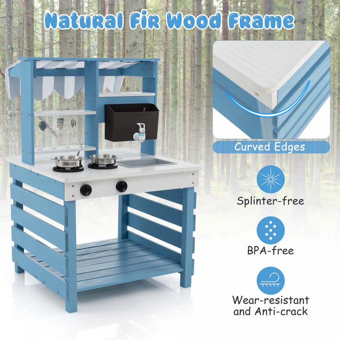 Costway 2-en-1 Cuisine De Boue En Bois Avec Effet Sonore De Robinet De Boite D'eau Evier Amovible