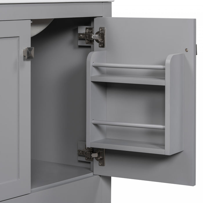 Harper Meuble de salle de bain 30 pouces avec vasque en ceramique et armoire de rangement intelligent, Gris