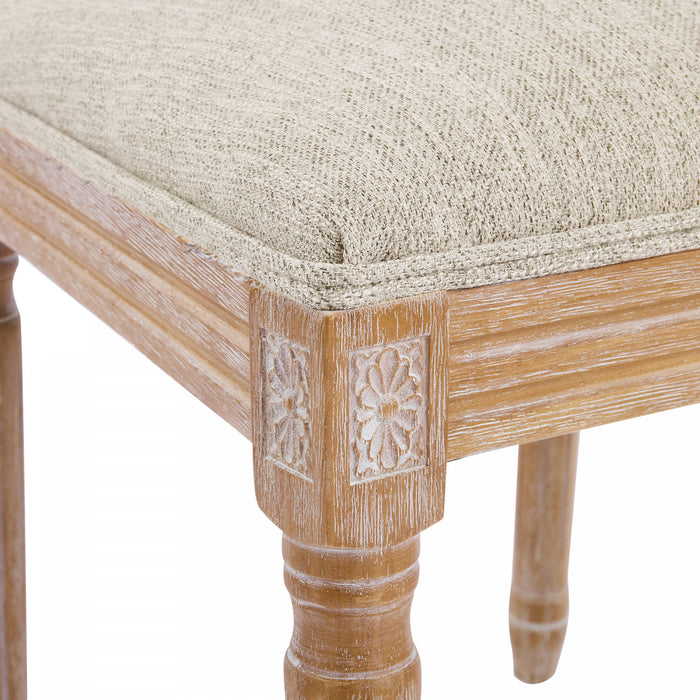 Oliver lot de 2 chaises de salle a manger en bois massif (hevea) avec assise rembourree, dossier en cannage et pieds canneles, beige
