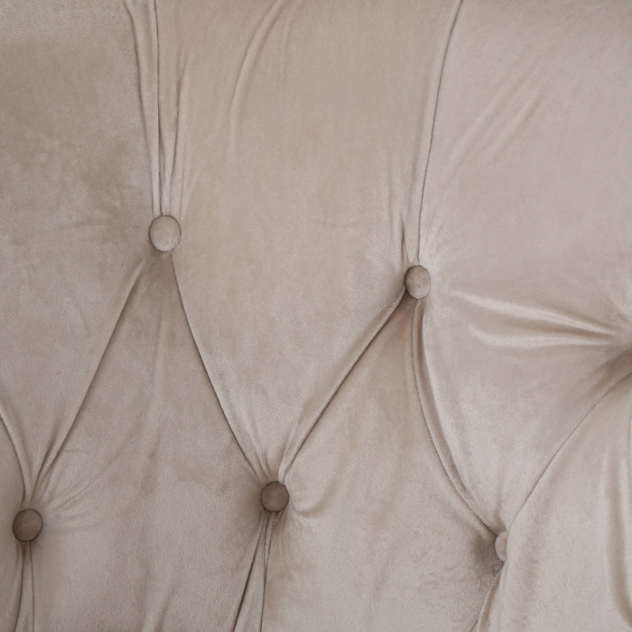 Fauteuil Akira En Tissu Velours Avec Capitonnage À Boutons Et Bordure Cloutée -  Couleur Champagne