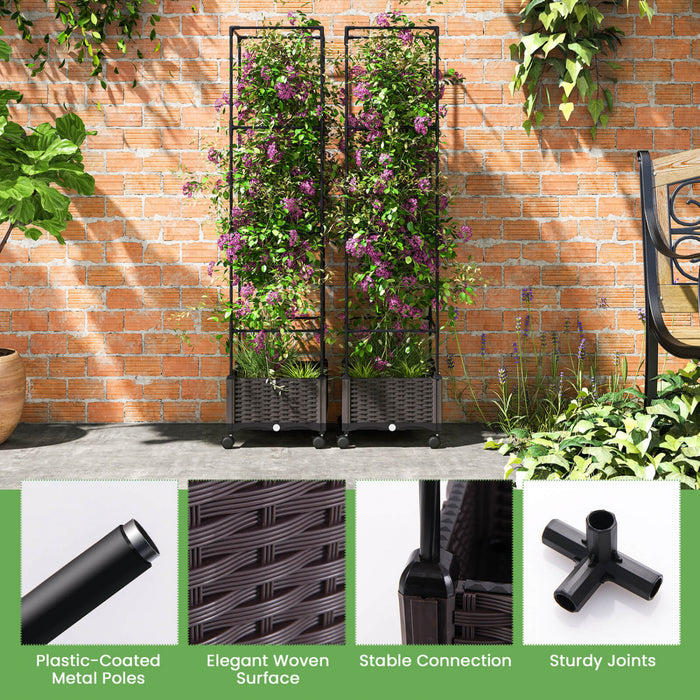 Costway 1 Pcs 67\" Planter Souleve Lit De Jardin Avec Planter Box & Trellis Hauteur Reglable