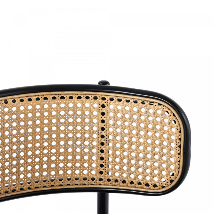 Chaises de salle a manger Mason en rotin avec pieds en metal et coussins en velours, lot de 4, vert