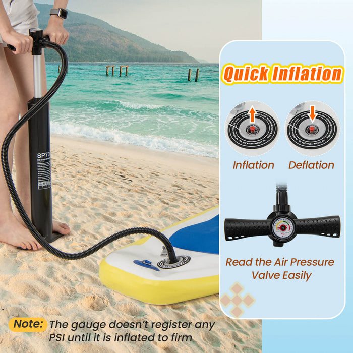 Goplus 11' Gonflable Stand Up Paddle Board Whth Accessoires Paddle Pompe A Main Kit De Reparation, Bleu Fonce