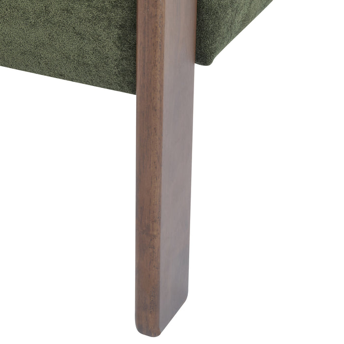 Olivia Fauteuil d’appoint rembourre en velours avec dossier cylindrique et structure en bois de caoutchouc, vert