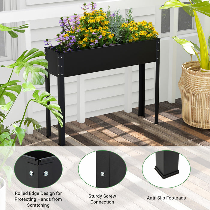 Costway 40\" Lit De Jardin Eleve Avec Les Jambes Metallique Eleve Planter Boite De Drainage Trou Arriere Cour