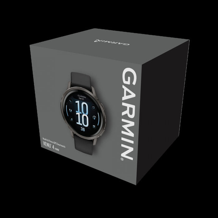 Montre connectee Garmin Venu 4 41mm Slate Black GPS - Vetements d'entrainement, frequence cardiaque, suivi du stress, suggestions d'entrainement, preparation a l'entrainement, sessions mixtes